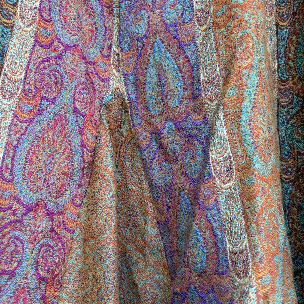 VTG 90s Multicolor Paisley Long Sleeve High-Low Bohemian Lagenlook Top Dress 1X - Picture 4 of 4